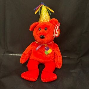 Ty Red Celebration Bear with Party Hat